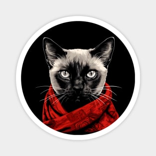 Siamese Kitten Wearing a Red Scarf Magnet